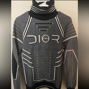 ❌SOLD❌ DIOR x SORAYAMA Monochrome Intarsia Technical Wool Turtleneck (SIZE M)